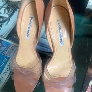 Manolo Blahnik Nude Heels with clear PVC straps